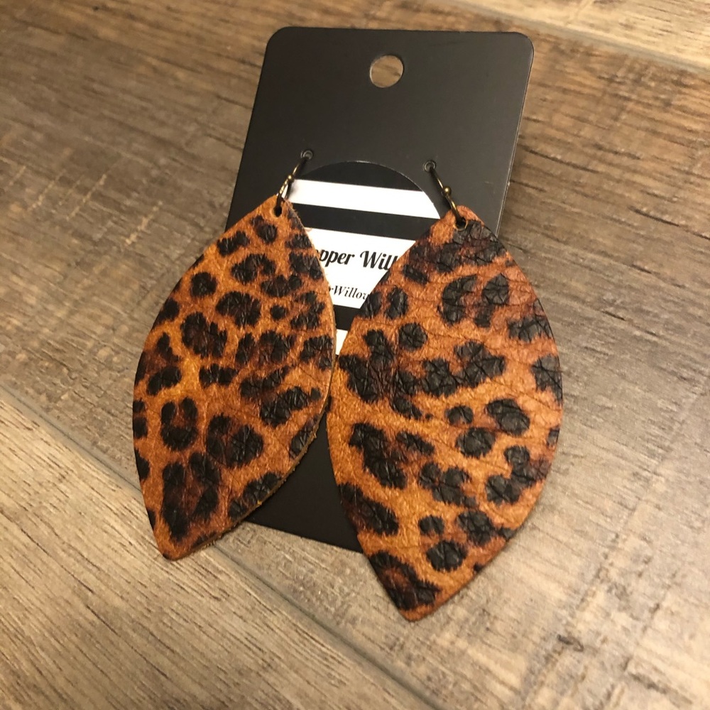 3 Pack of Leopard Leather Earrings